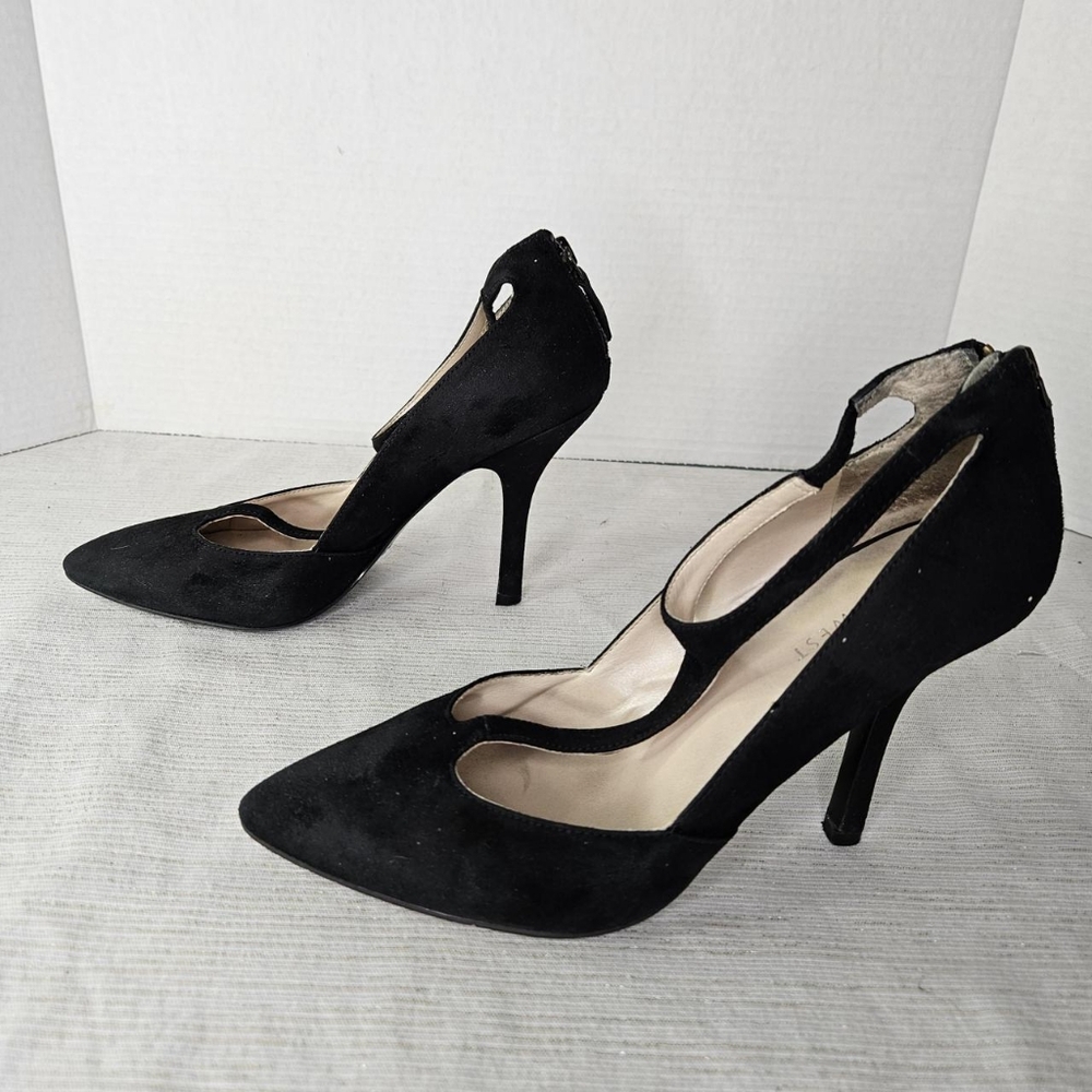 Nine West Women's Black T Strap Suede Heels